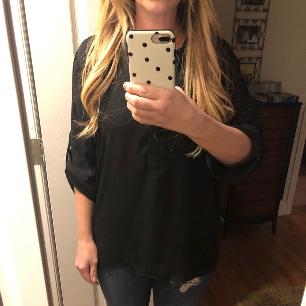 Black Drapey Dress Shirt, Large